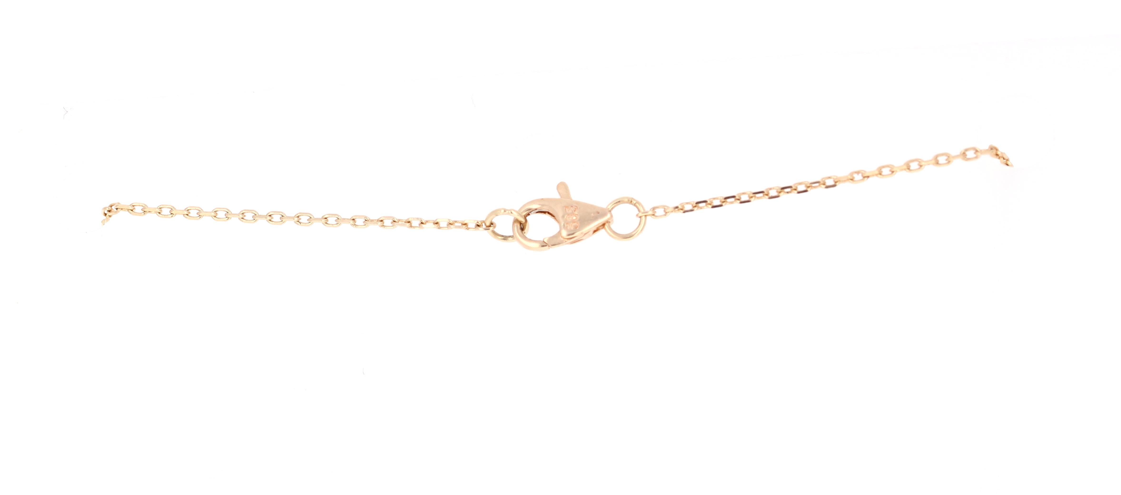 Halskette mit 0,61 Karat Diamant-Anhänger aus 14 Karat Gelbgold (Rundschliff) im Angebot