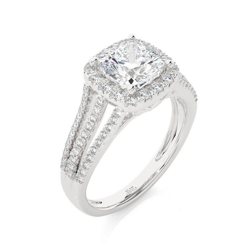 Diamond Carat Weight: This stunning Vow Collection ring showcases a total of 76 round diamonds with a combined carat weight of 0.61 carats. The arrangement of these diamonds in the semi-mount setting creates a dazzling and romantic display.

Gold