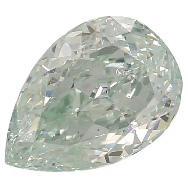 0.61 Carat Fancy Bluish Green Pear cut diamond SI1 Clarity GIA Certified For Sale