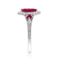 0.61 Carat Marquise and 0.12 Carat Square Ruby Diamond Accents 14kw Gold Ring