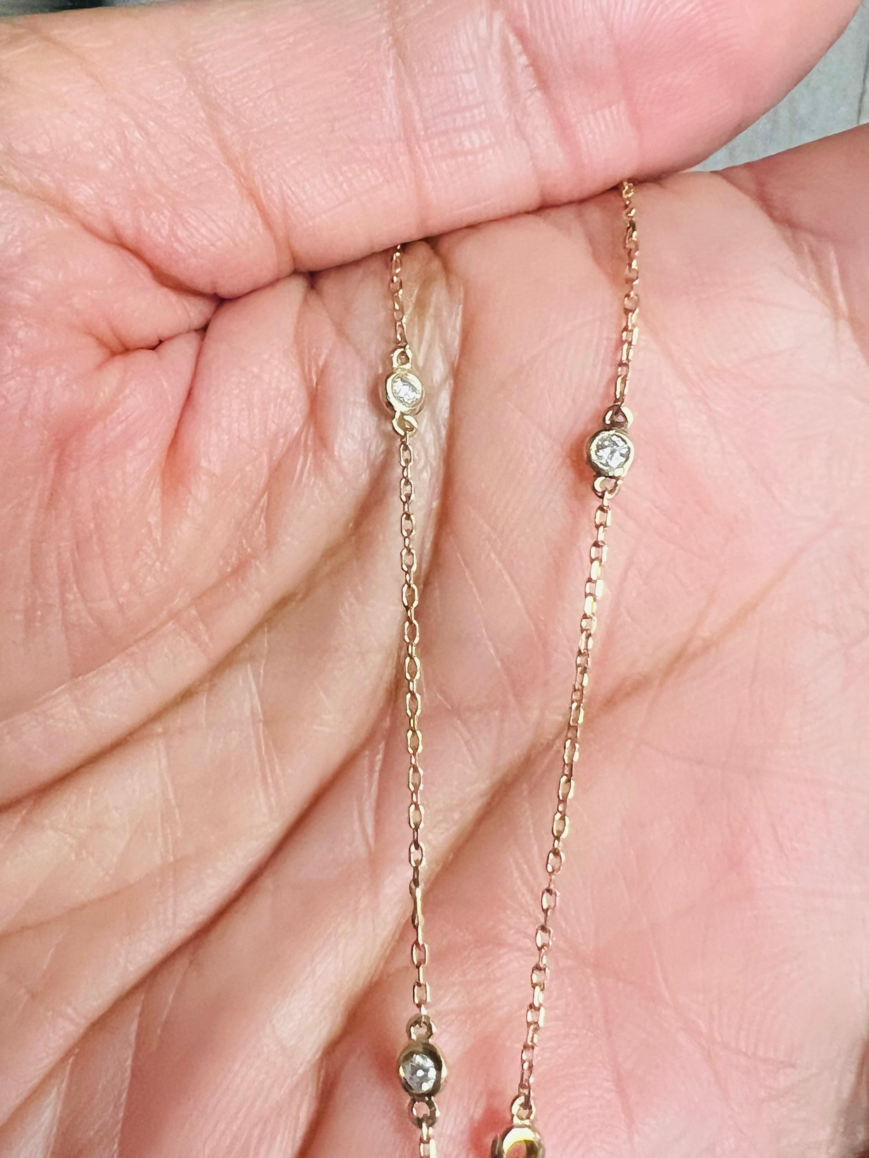 0,61 Karat Naturdiamant-Anhänger 14 Karat Gelbgold Kette Halskette im Angebot 4