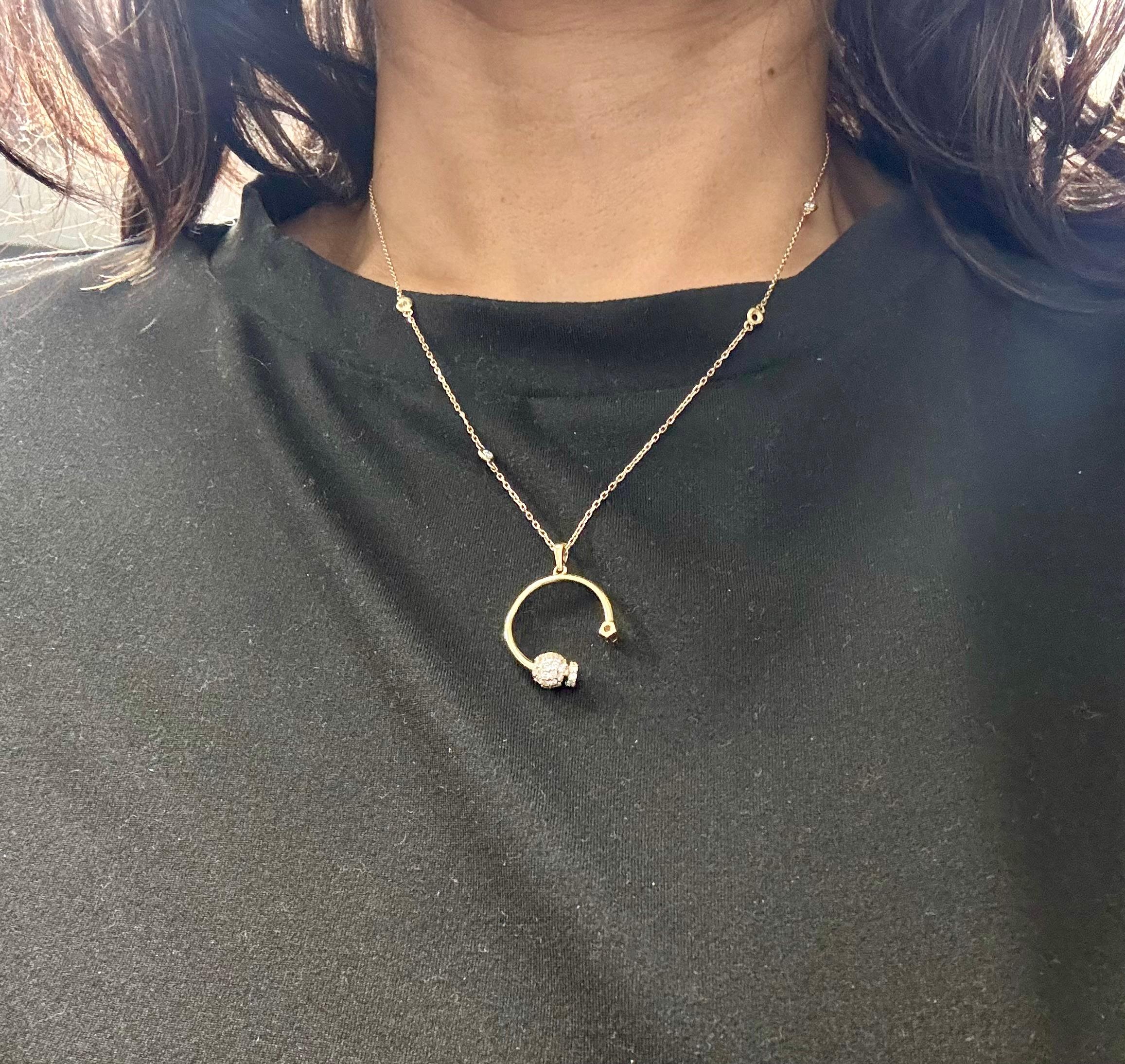 0,61 Karat Naturdiamant-Anhänger 14 Karat Gelbgold Kette Halskette im Angebot 5