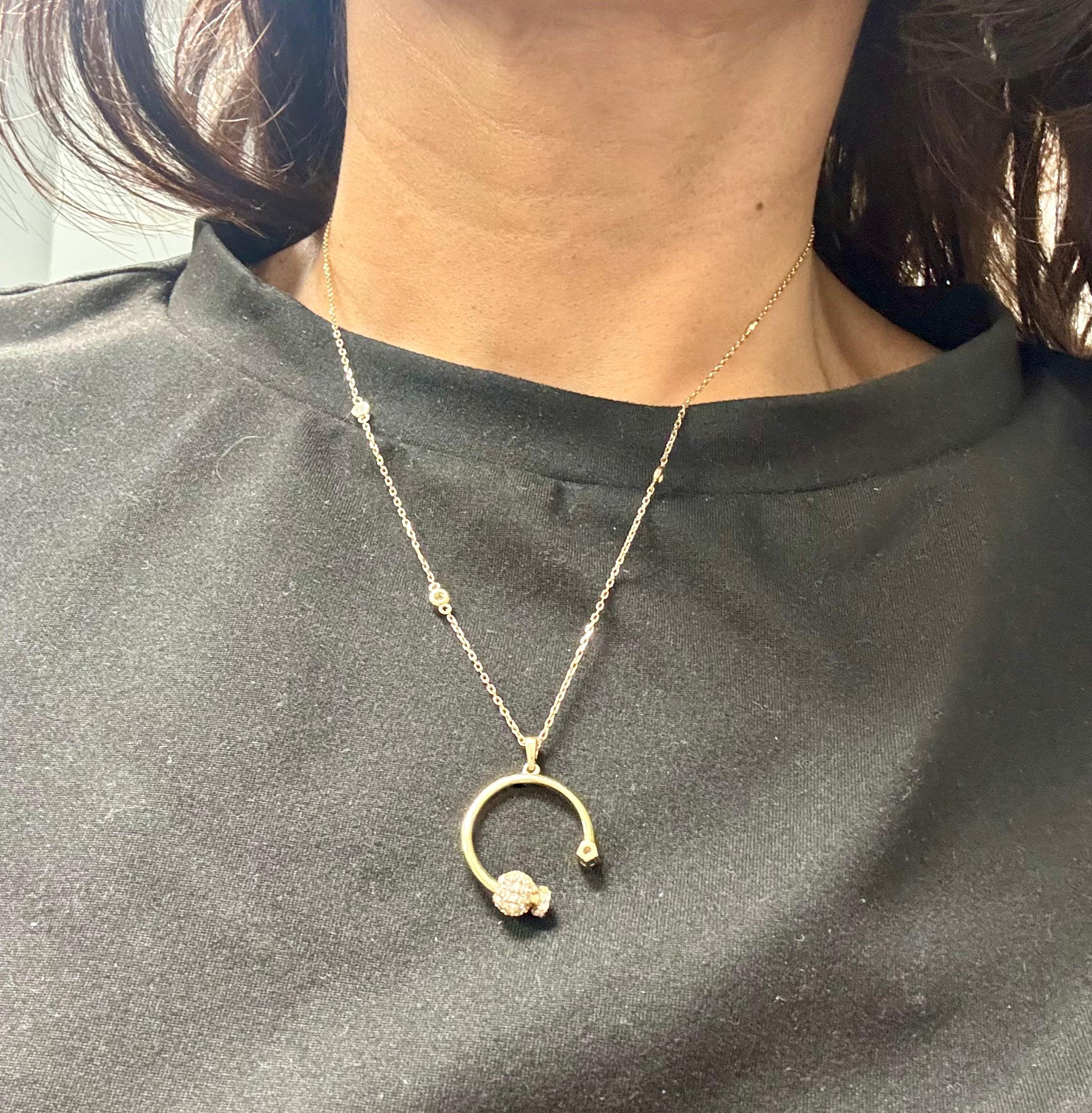 0,61 Karat Naturdiamant-Anhänger 14 Karat Gelbgold Kette Halskette im Angebot 6