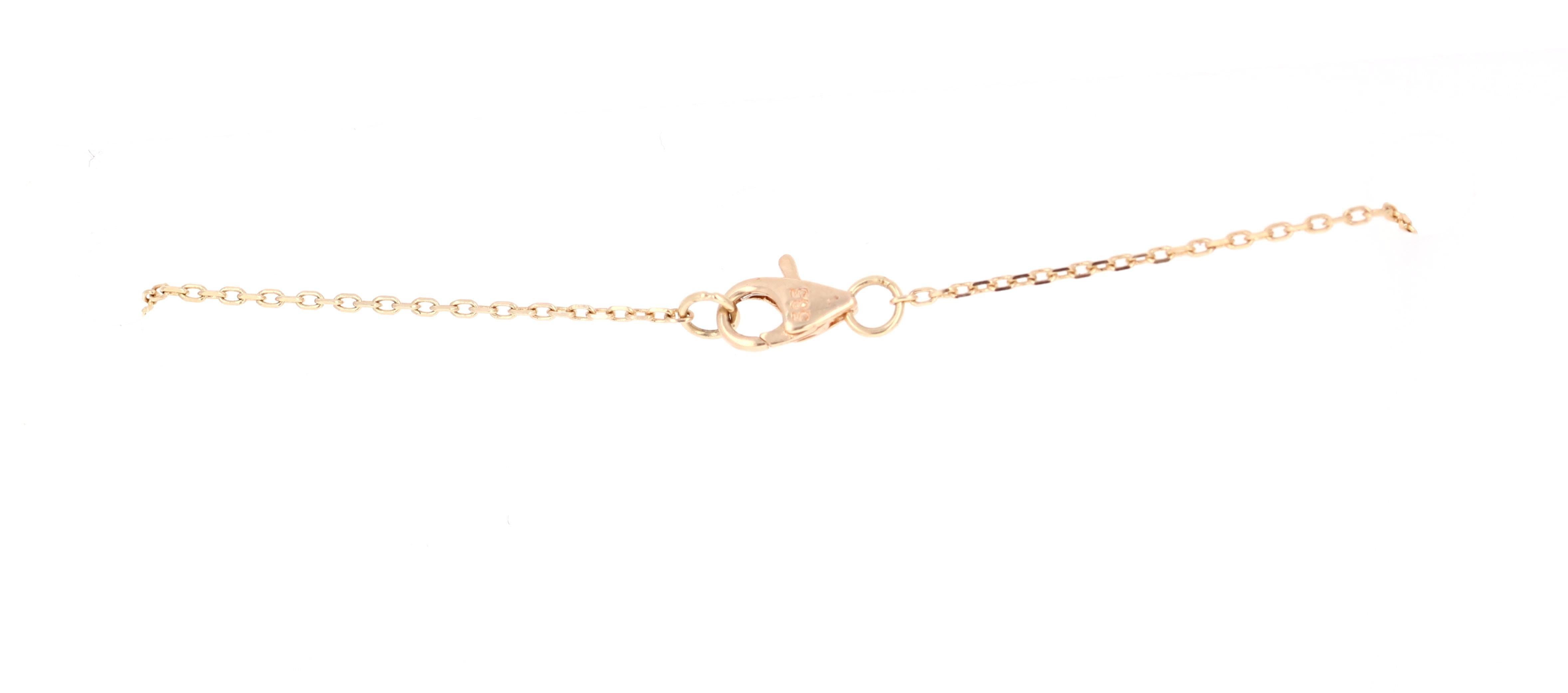 0,61 Karat Naturdiamant-Anhänger 14 Karat Gelbgold Kette Halskette (Rundschliff) im Angebot