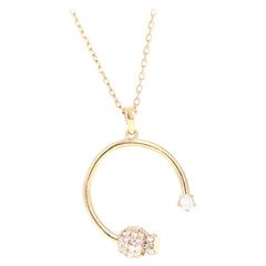 0.61 Carat Nature Diamond Pendant 14 Karat Yellow Gold Chain Necklace