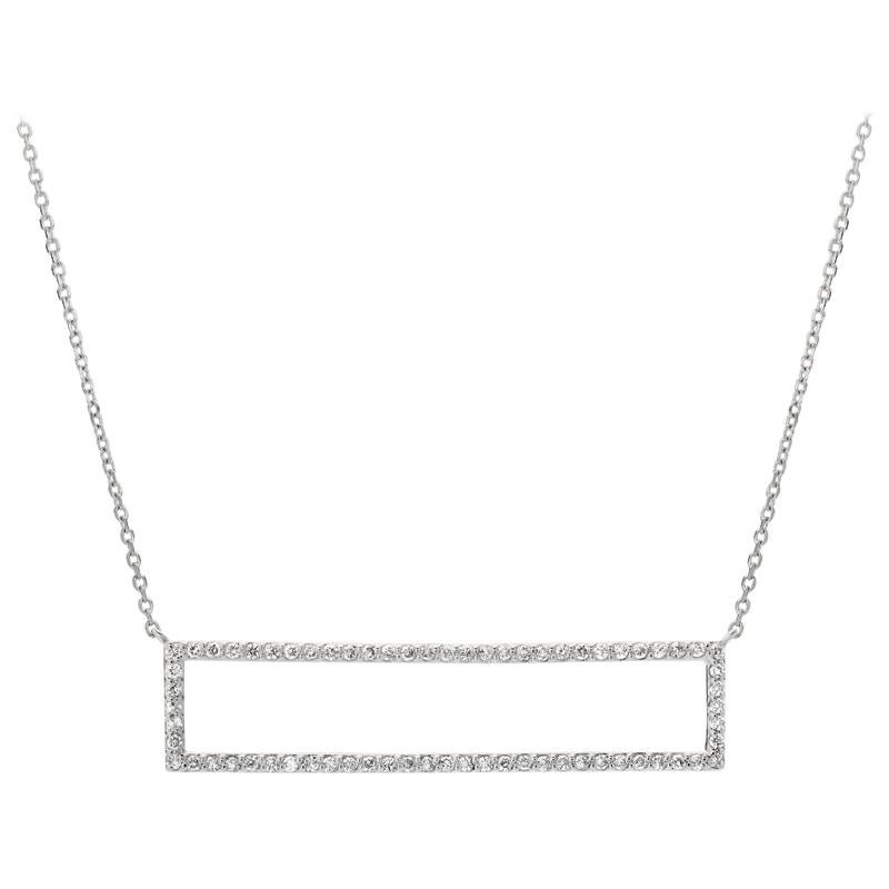 0.61 Carat Natural Diamond Rectangle Necklace 14 Karat White Gold