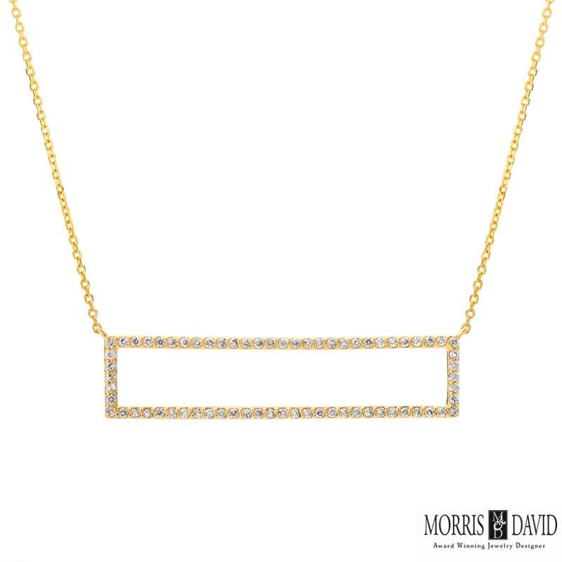 Contemporary 0.61 Carat Natural Diamond Rectangle Necklace 14 Karat White Gold For Sale