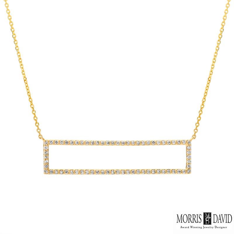 Taille ronde Collier rectangulaire en or blanc 14 carats avec diamants naturels de 0,61 carat en vente