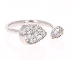 0.61 Carat Pear and Round Cut Diamond White Gold Cocktail Ring