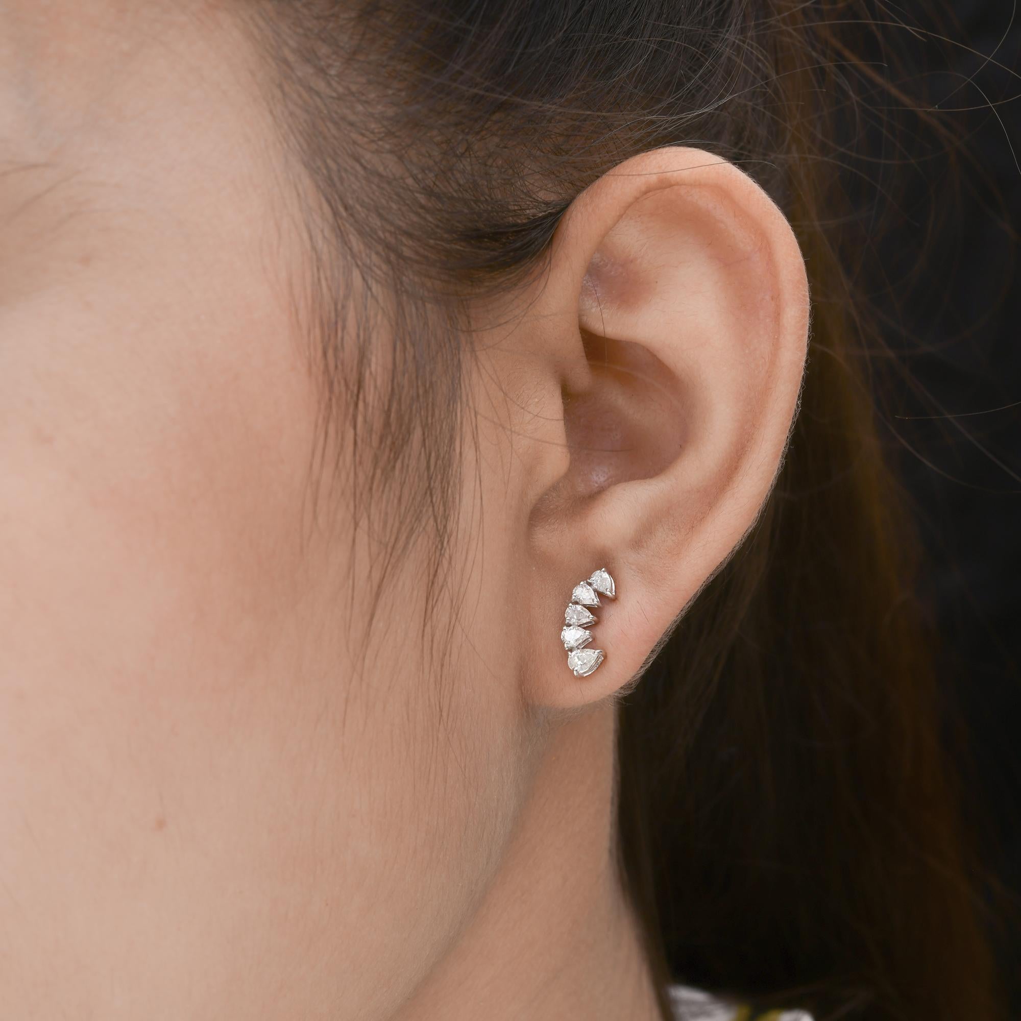0,61 Karat SI Reinheit Hi Color Fünf birnenförmige Diamant-Ohrringe 18 Karat Weißgold (Moderne) im Angebot