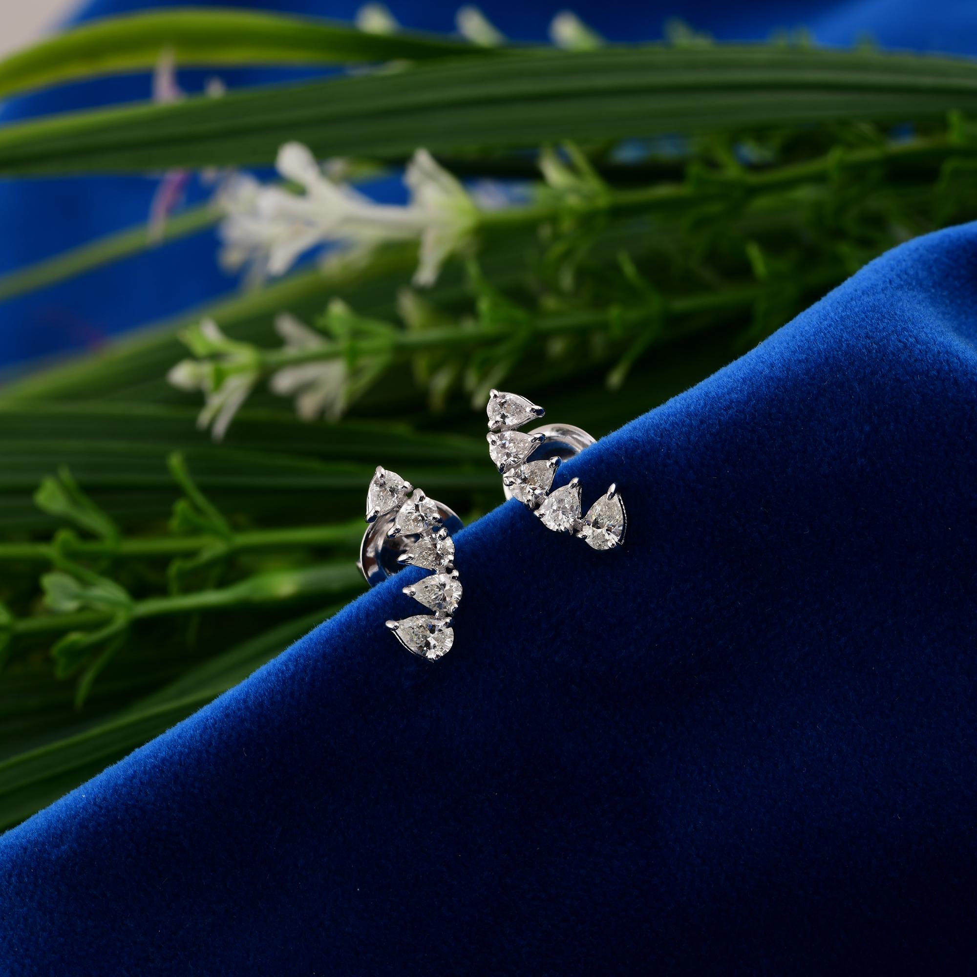 0,61 Karat SI Reinheit Hi Color Fünf birnenförmige Diamant-Ohrringe 18 Karat Weißgold (Tropfenschliff) im Angebot