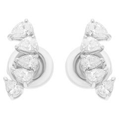 0,61 Karat SI Reinheit Hi Color Fünf birnenförmige Diamant-Ohrringe 18 Karat Weißgold