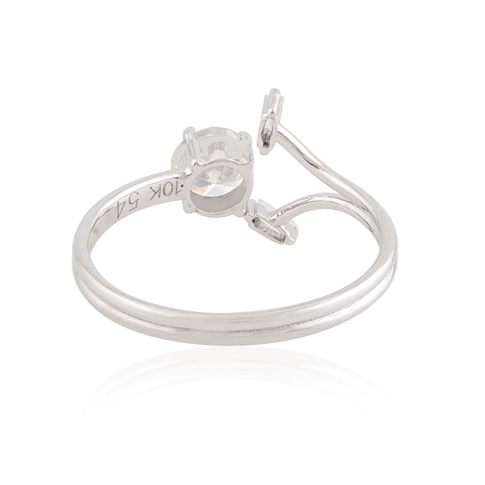Donna 0,61 Carati SI/H Baguette Round Brilliante Cut Diamond Promise Ring Oro Bianco 10k in vendita