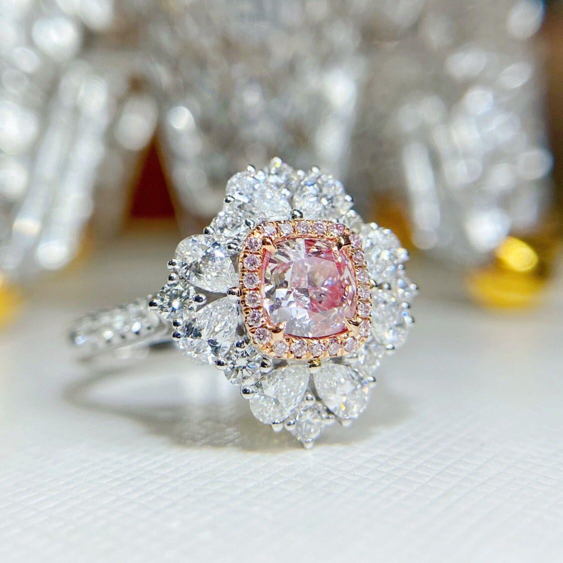 Cushion Cut 0.61 Carat Very Light Pink Diamond Ring & Pendant Convertible I1 Clarity  For Sale