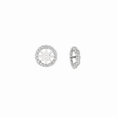 Boucles d'oreilles en or blanc 14 carats avec diamants naturels 0,61 carat à 2 pointes au centre, 8 mm