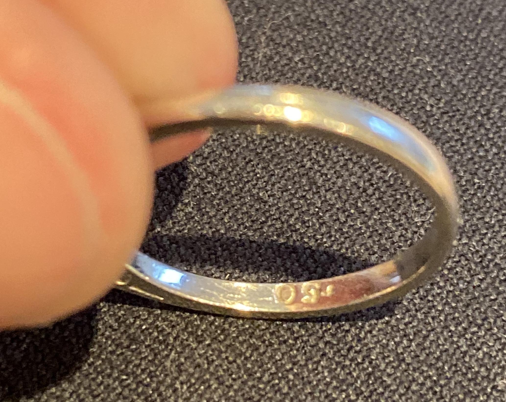 0.61 Carat Diamond and 950 Platinum Three-Stone Diamond Eternity Ring For Sale 4