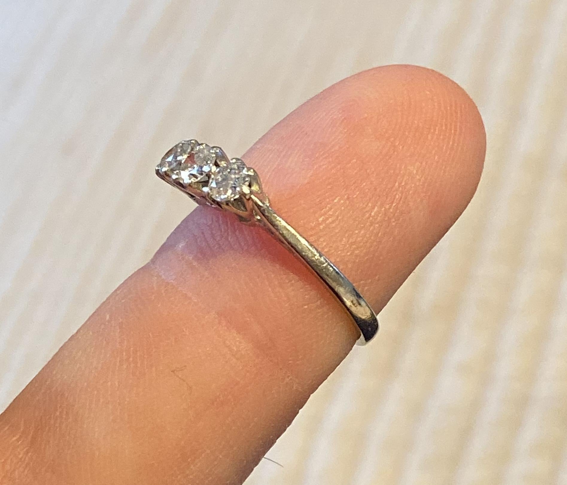0.61 Carat Diamond and 950 Platinum Three-Stone Diamond Eternity Ring For Sale 1