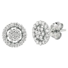 Boucles d'oreilles en or blanc 14 carats avec diamants naturels de 0,61 carat G SI