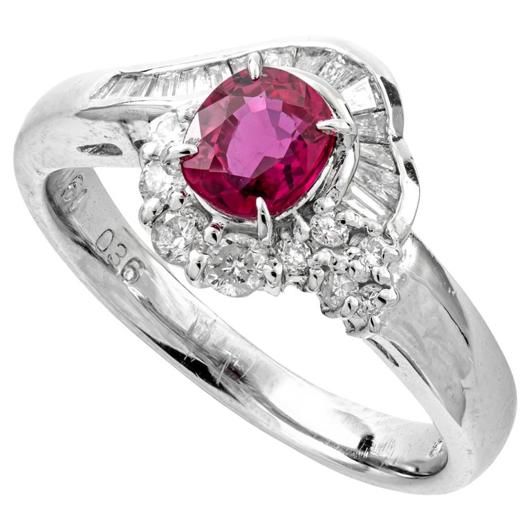 Bague Rubis Naturel Et Diamant 2,05 Carats Or Blanc 14k - Taille Personnalisable, Fait Main