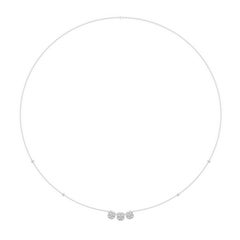 0.61 CTW diamond 18K White gold moonlight Tri Cushion Pendant Necklace
