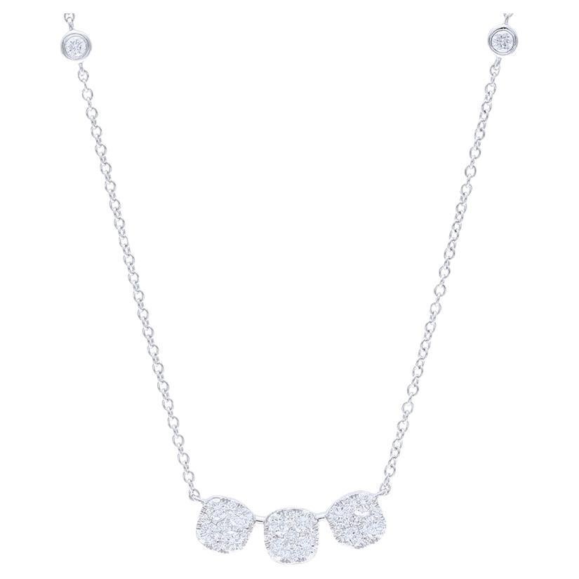 0.61 CTW diamond 18K White gold moonlight Tri Cushion Pendant Necklace For Sale