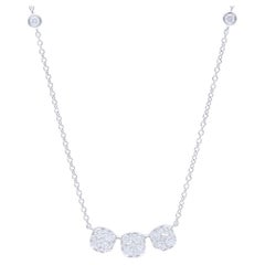 0.61 CTW diamond 18K White gold moonlight Tri Cushion Pendant Necklace
