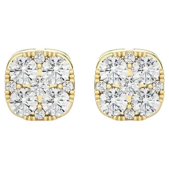 Orecchini con perno a cuscino Moonlight con diamanti rotondi 0,61 CTW in oro giallo 18K in vendita