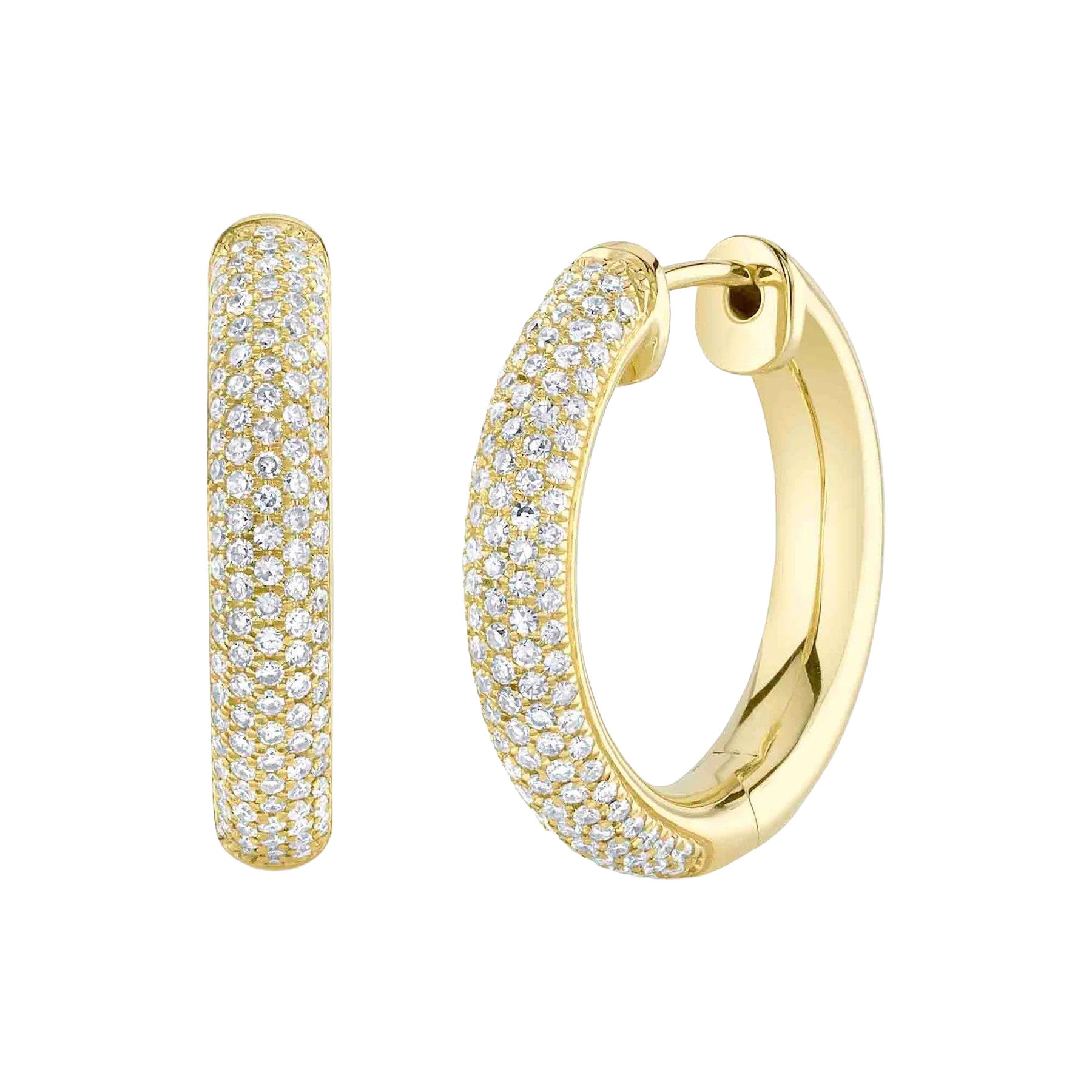 0.61ct 5-Row Round Brilliant Cut Diamond Hoop Earrings For Sale