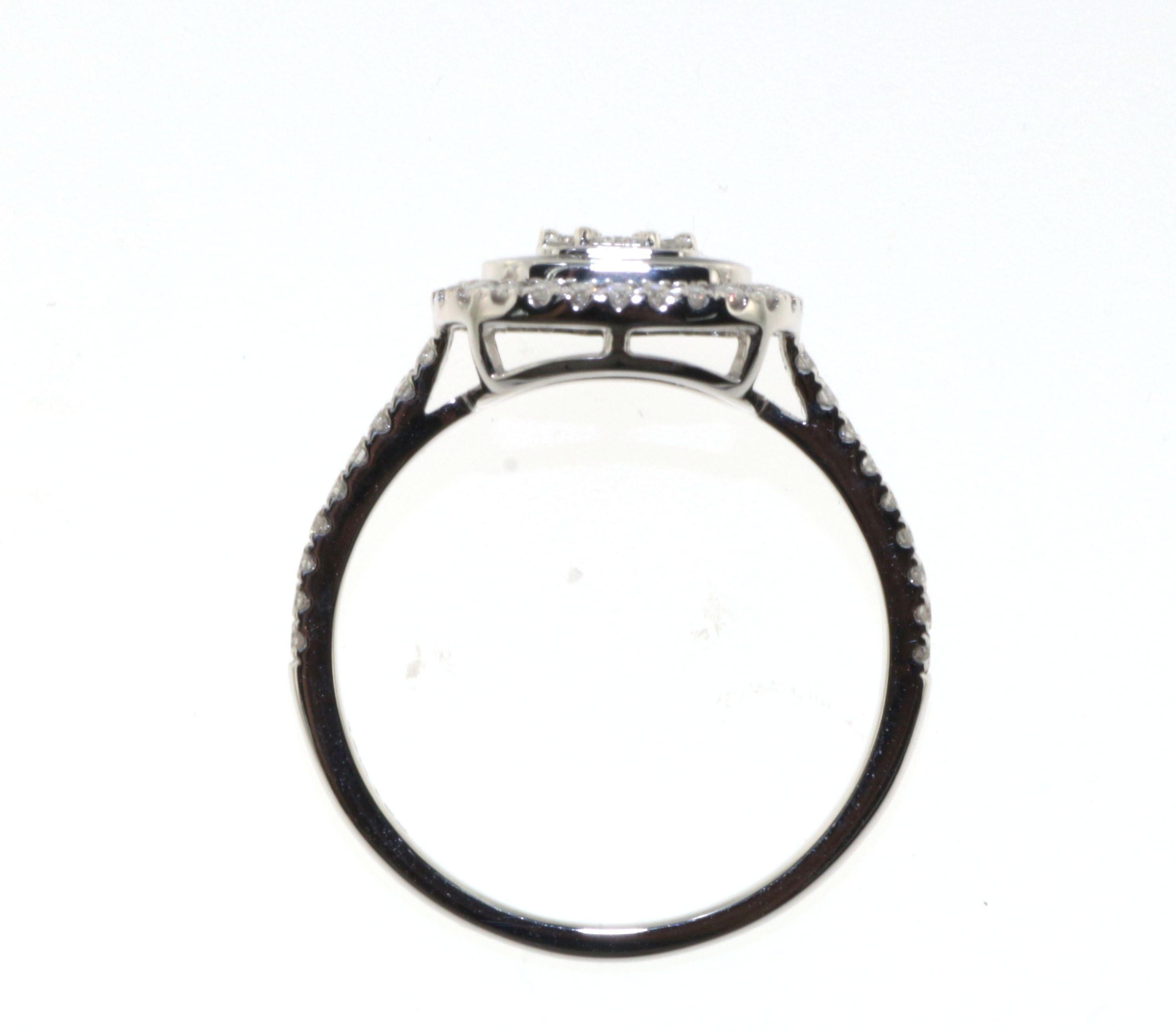 Women's 0.61Ct Baguette Diamond Black Enamel Ring in 14 Karat White Gold For Sale