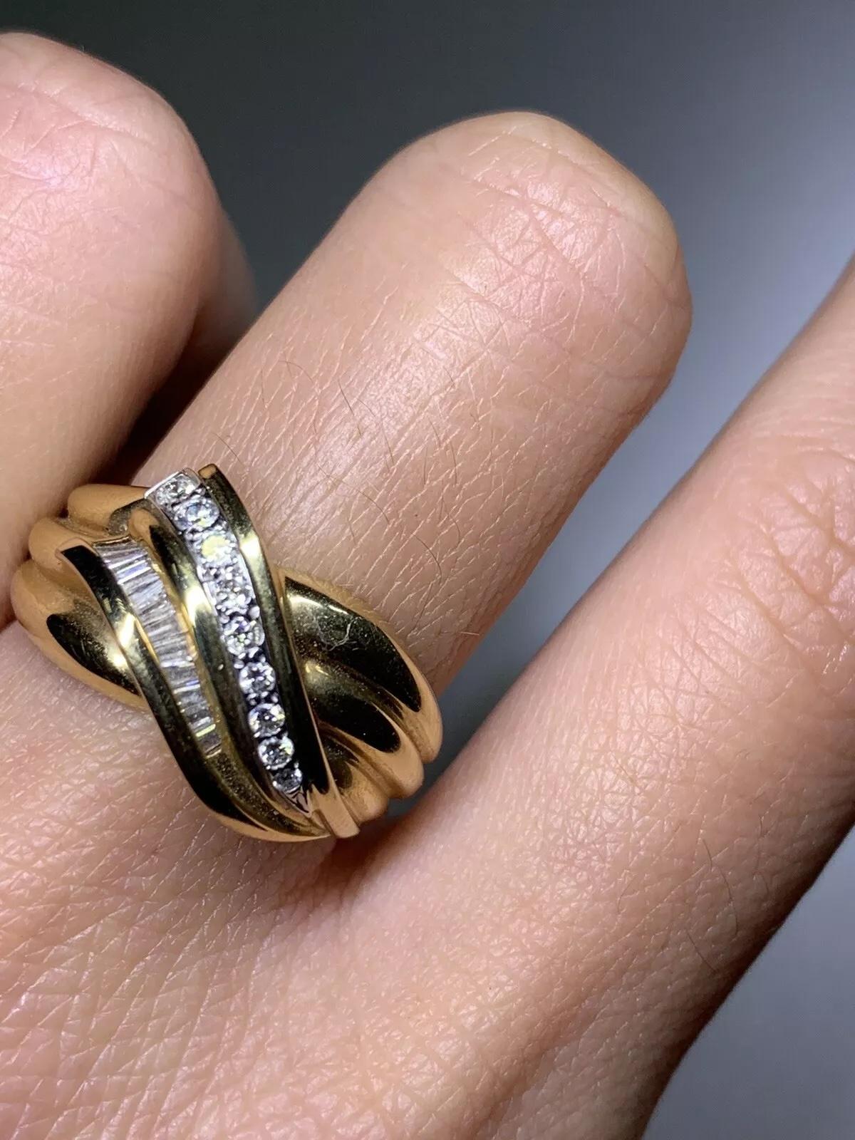 0,61 ct Diamante Twist Anillo de Compromiso Solitario Chunky Oro Amarillo 14 ct en venta 2