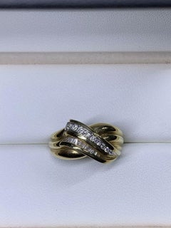0,61 ct Diamante Twist Anillo de Compromiso Solitario Chunky Oro Amarillo 14 ct