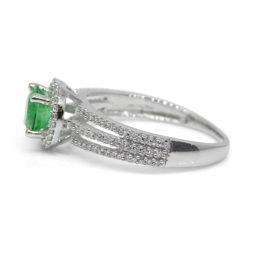 0.61ct Emerald, Diamond Statement or Engagement Ring set in 14k White Gold For Sale 4