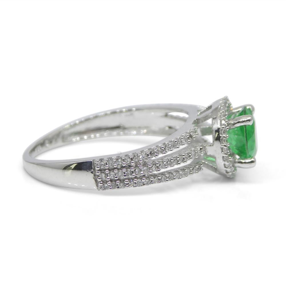 0.61ct Emerald, Diamond Statement or Engagement Ring set in 14k White Gold For Sale 4