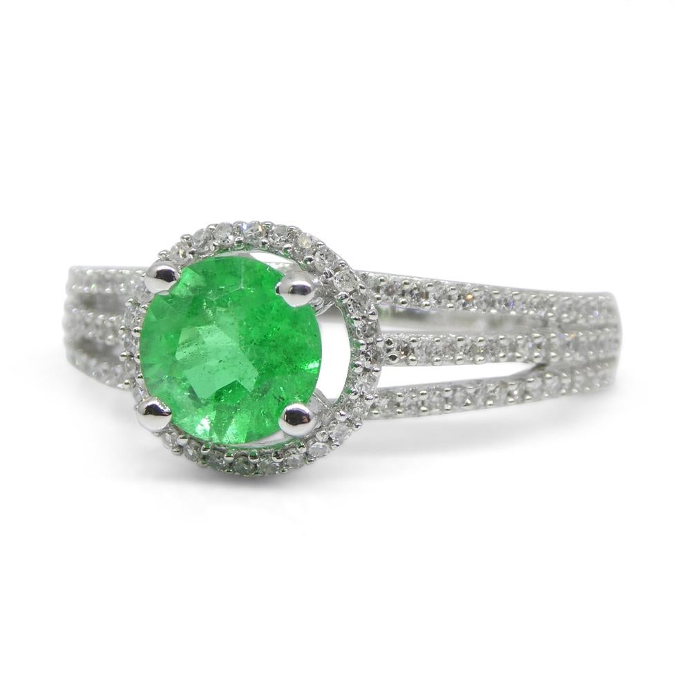 0.61ct Emerald, Diamond Statement or Engagement Ring set in 14k White Gold For Sale 5