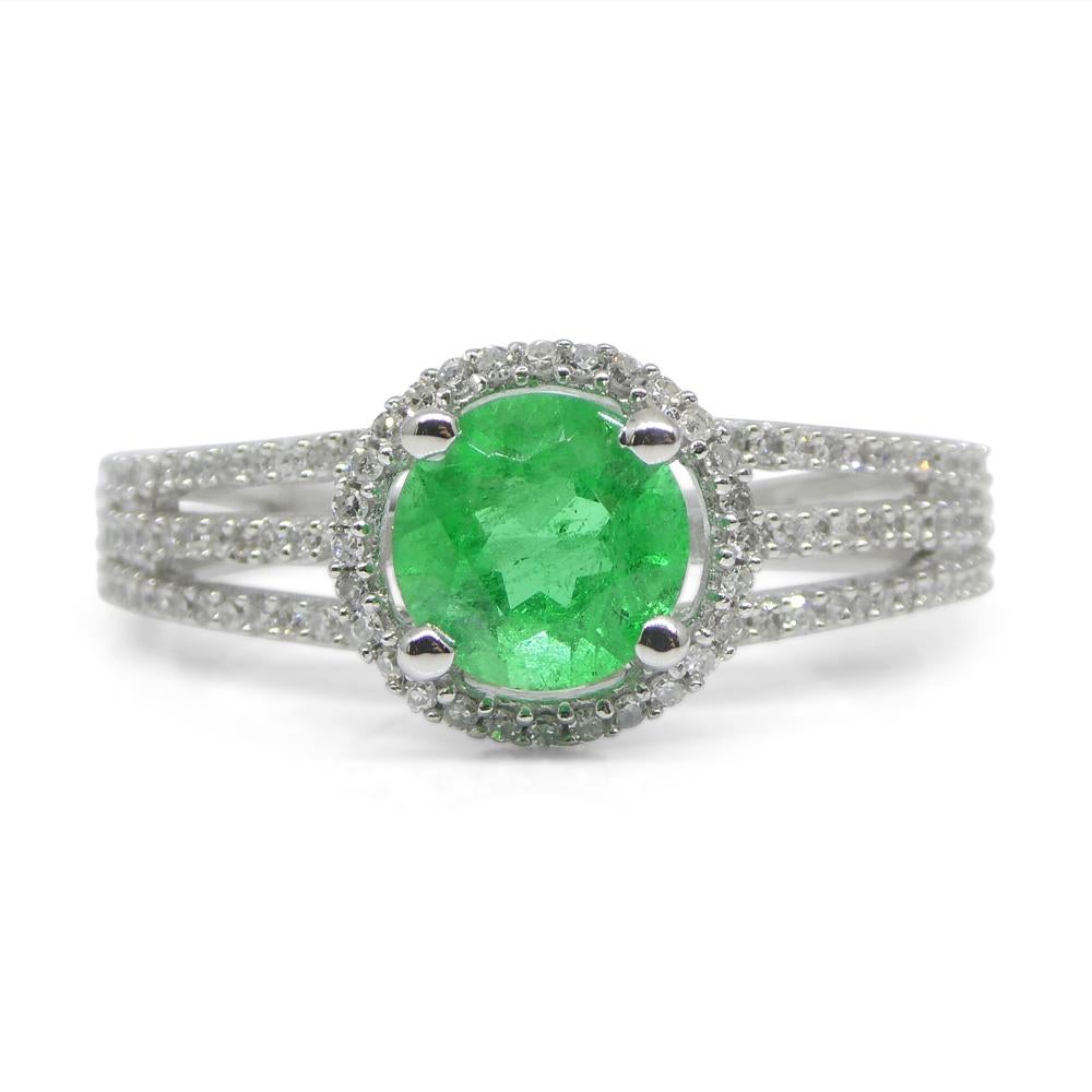 0.61ct Emerald, Diamond Statement or Engagement Ring set in 14k White Gold For Sale 6