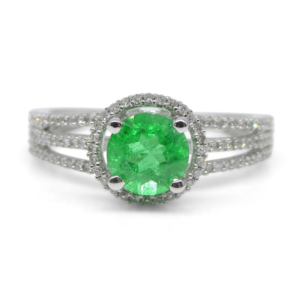 0.61ct Emerald, Diamond Statement or Engagement Ring set in 14k White Gold For Sale 1