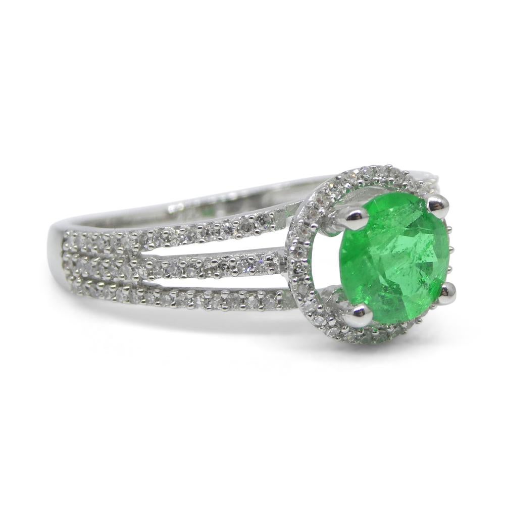0.61ct Emerald, Diamond Statement or Engagement Ring set in 14k White Gold For Sale 2