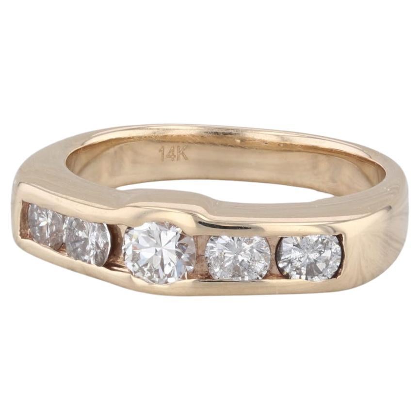 0.61ctw Diamond 5-Stone Band 14K Yellow Gold Size 4.75 Ring Engagement Wedding For Sale