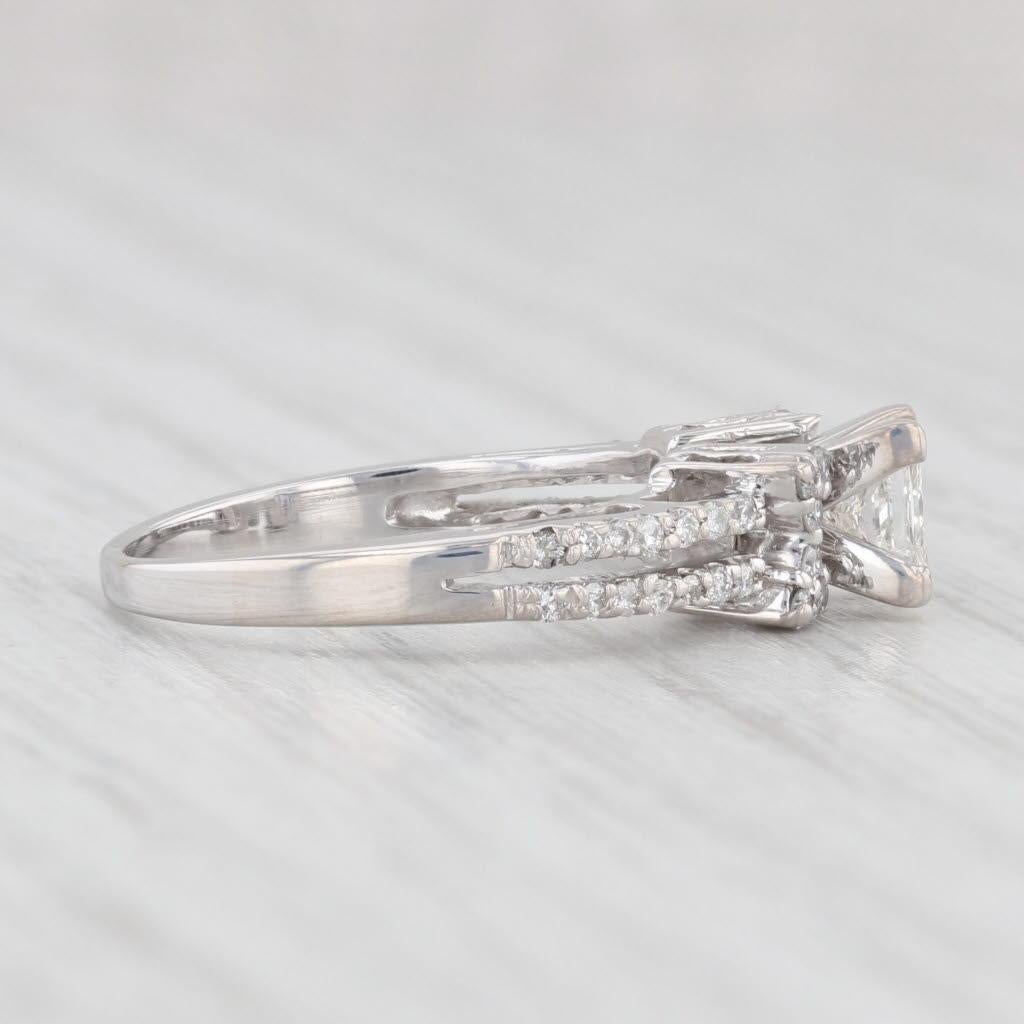 Anello di fidanzamento con diamante principessa da 0,61 carati in oro bianco 14k, misura 4,75 In condizioni buone in vendita a McLeansville, NC