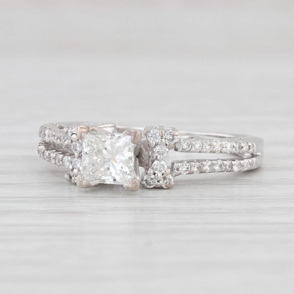 Donna Anello di fidanzamento con diamante principessa da 0,61 carati in oro bianco 14k, misura 4,75 in vendita