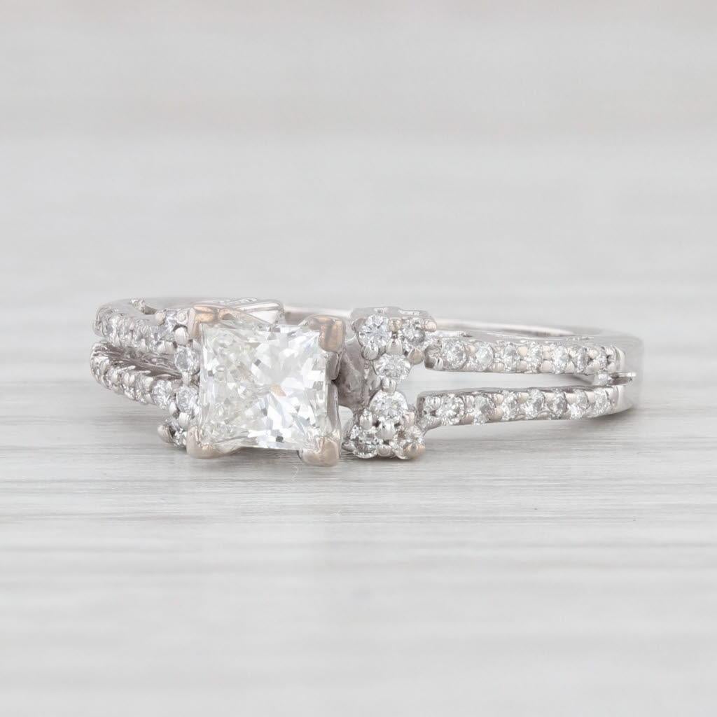 0.61ctw Princess Diamond Engagement Ring 14k White Gold Size 4.75