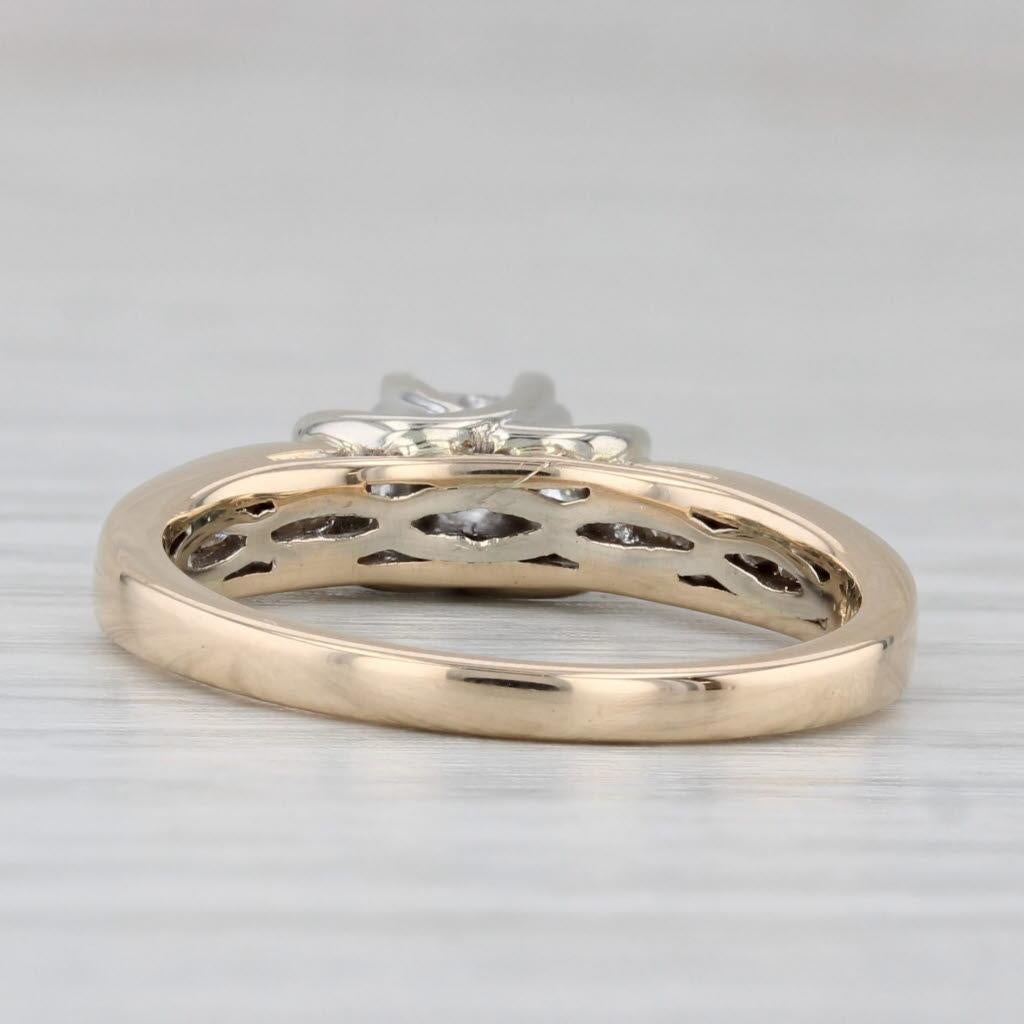 Taglio princess Anello di fidanzamento con diamante principessa da 0,61ctw in oro giallo bianco 14k, misura 7 in vendita