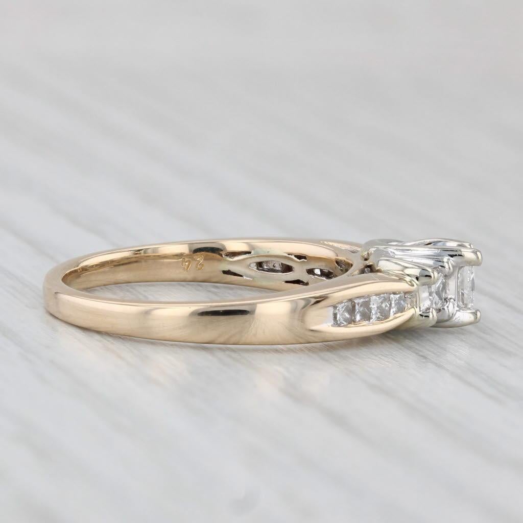da uomo o donna Anello di fidanzamento con diamante principessa da 0,61ctw in oro giallo bianco 14k, misura 7 in vendita