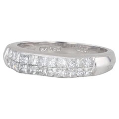 0.61ctw Princess Diamond Ring 18k White Gold Size 4.5 Stackable Wedding Band