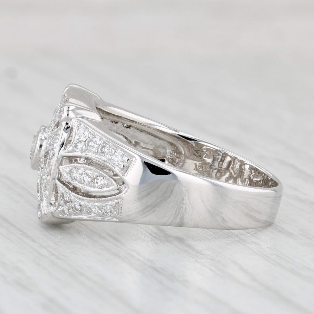 Women's 0.61ctw Rayed Diamond Ring 18k White Gold Size 8 Cocktail For Sale