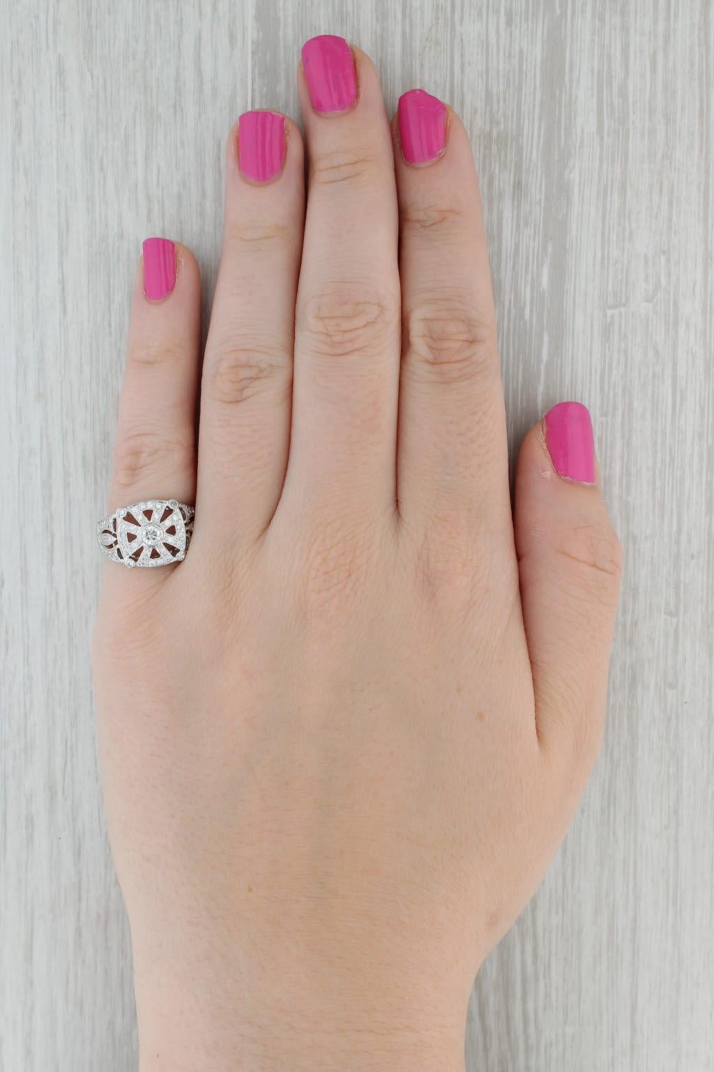 0.61ctw Rayed Diamond Ring 18k White Gold Size 8 Cocktail For Sale 1