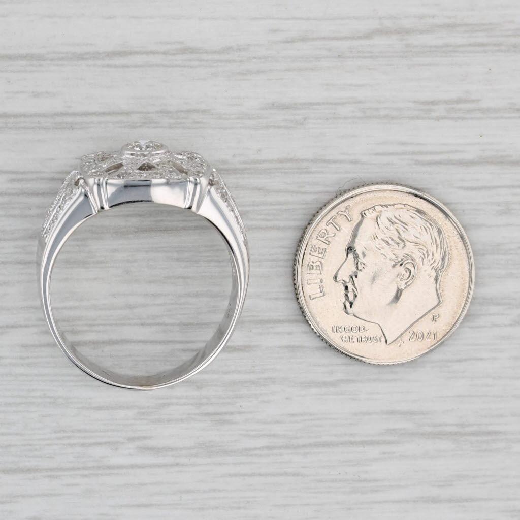 0.61ctw Rayed Diamond Ring 18k White Gold Size 8 Cocktail For Sale 2