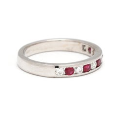 0.61ctw Ruby and Diamond Channel Band Ring, 18k White Gold, Ring Size 6.25