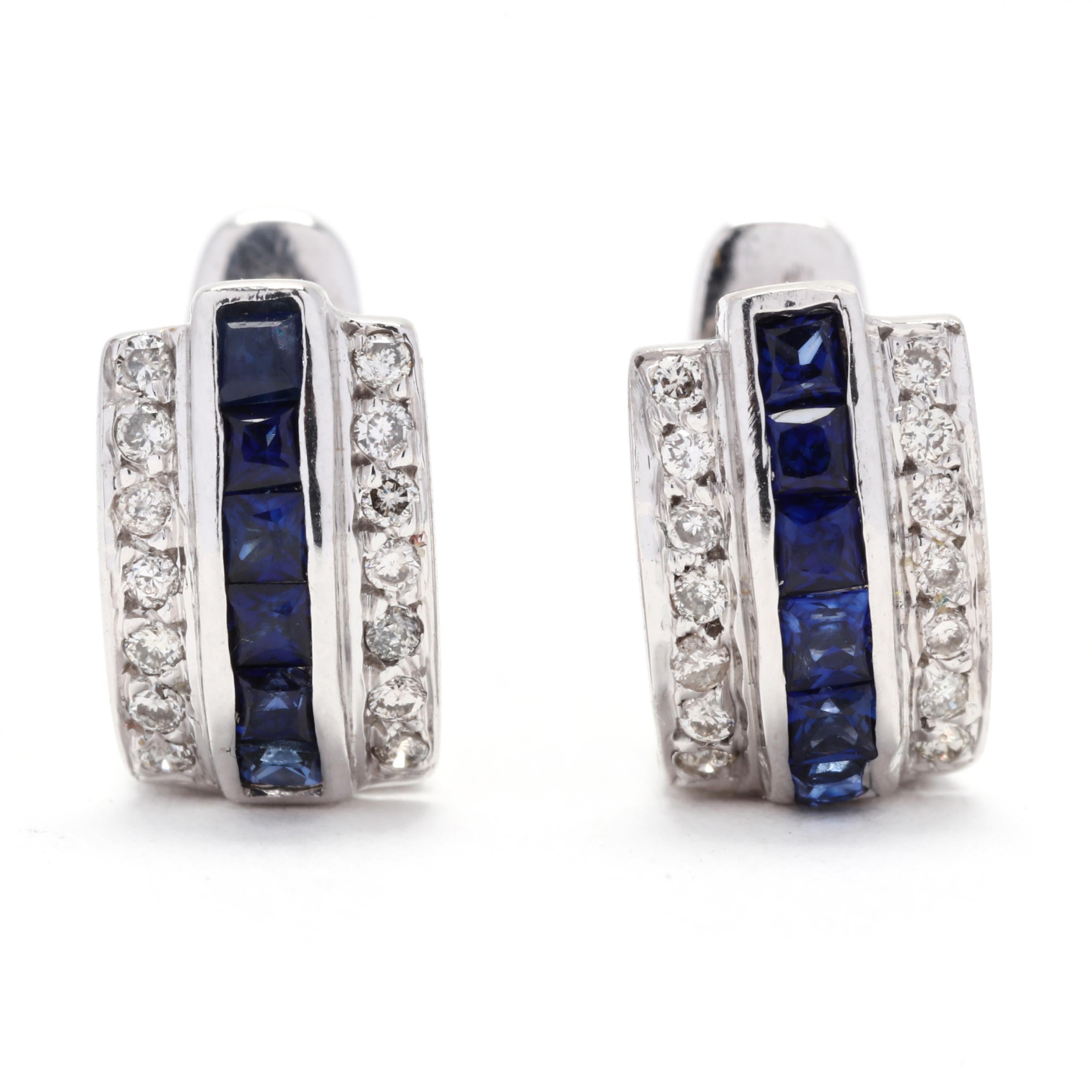 Add a pop of color and sparkle to your jewelry collection with these 0.61ctw sapphire diamond mini huggie hoop earrings. Made with 18K white gold, these earrings feature a stunning combination of sapphires and diamonds. The sapphires have a total