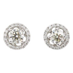 0.62 Carat Diamond 18 Karat Gold Studs with Diamond Halo Jackets